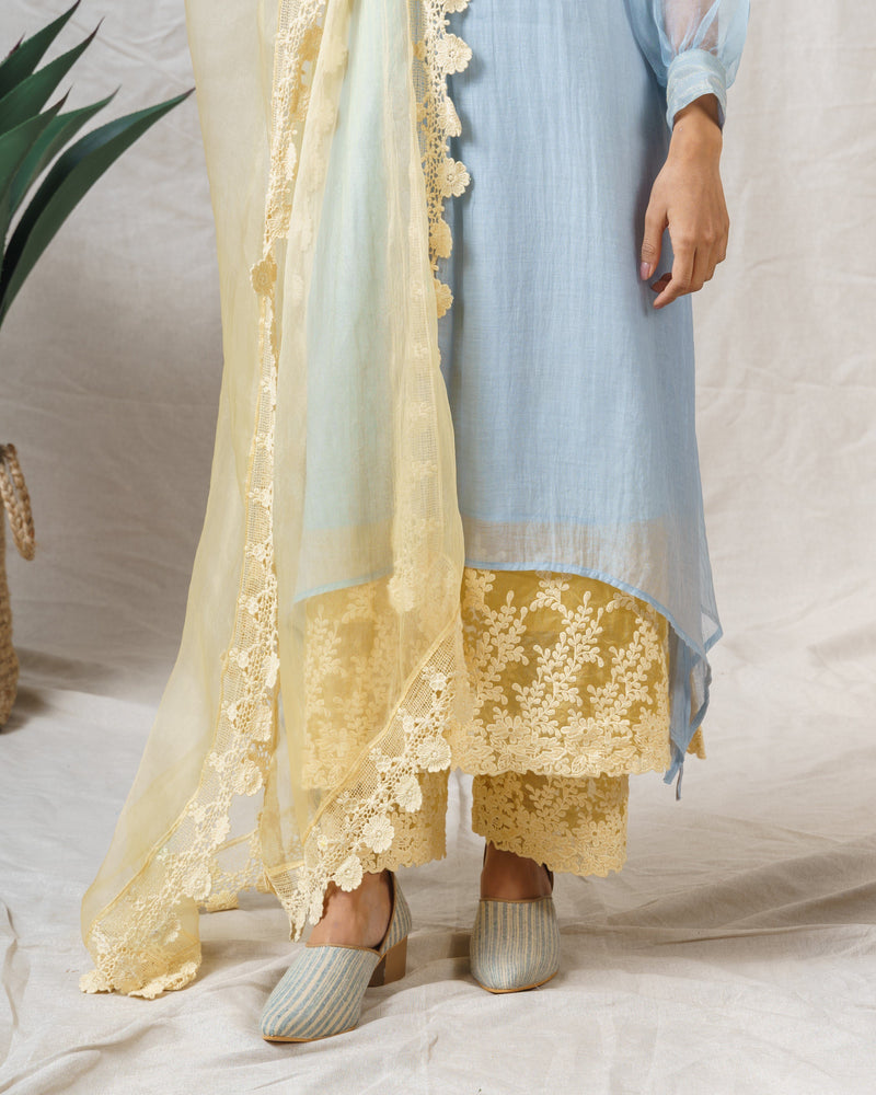 FROST BLUE AND YELLOW IRIS ENSEMBLE - Naaz By Noor