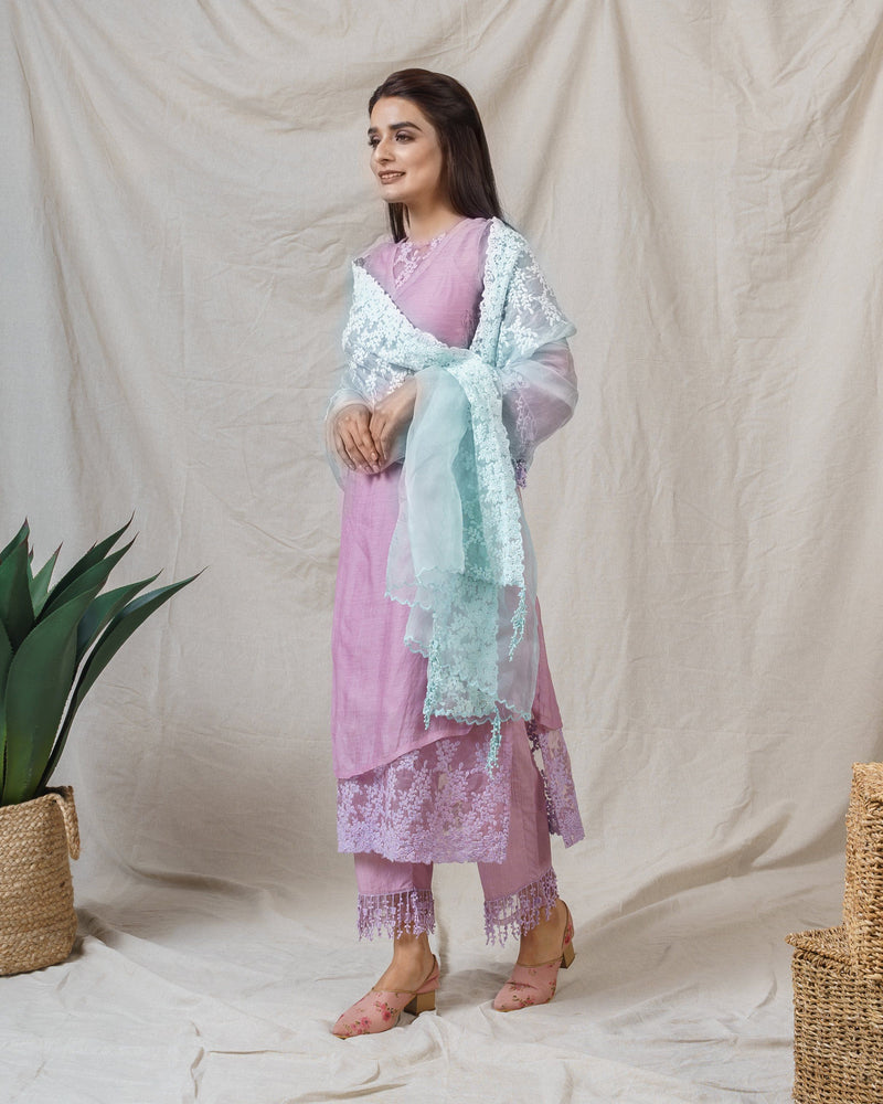 LILAC NILE AND MIST BLUE ENSEMBLE - Naaz By Noor