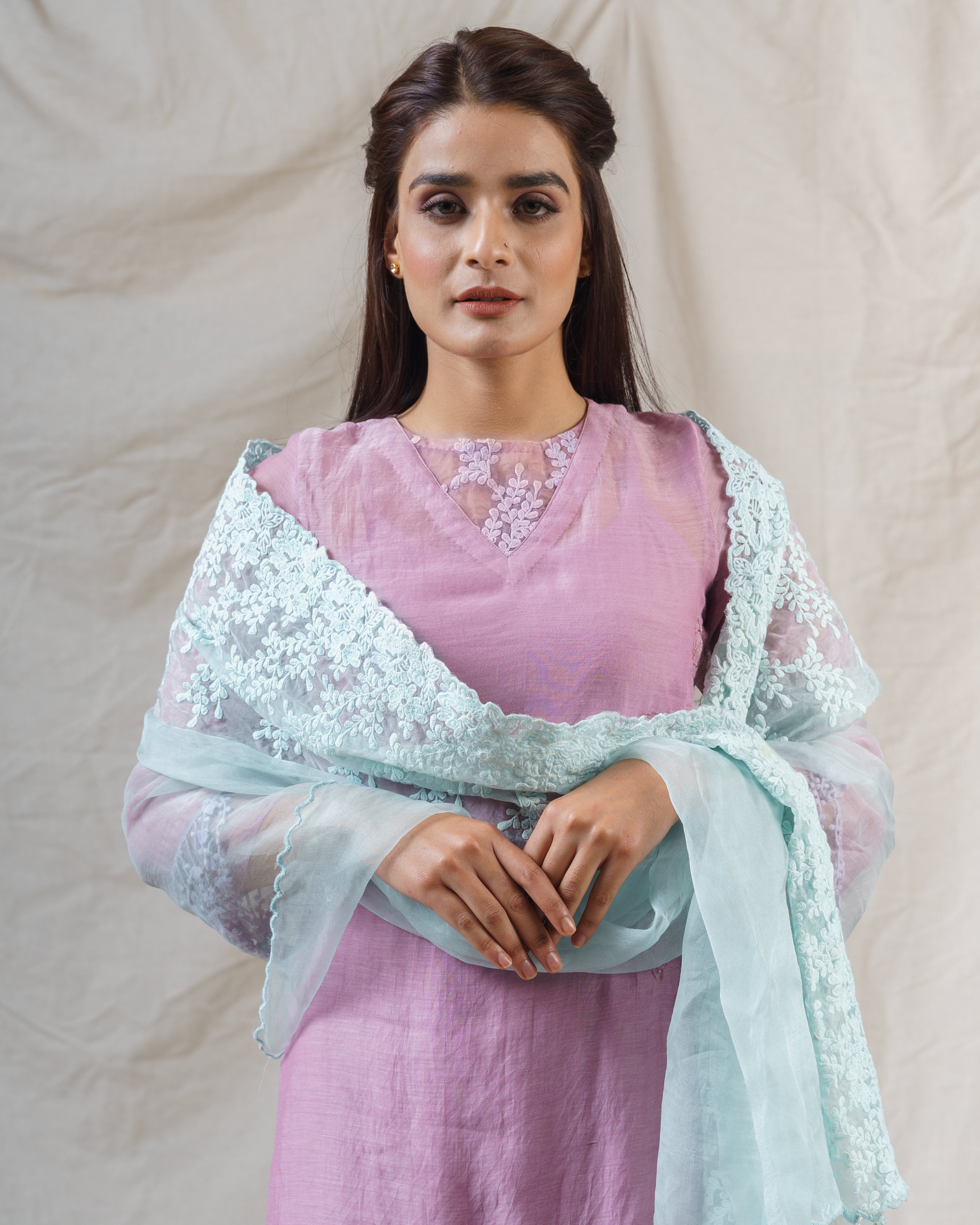LILAC NILE AND MIST BLUE ENSEMBLE - Naaz By Noor