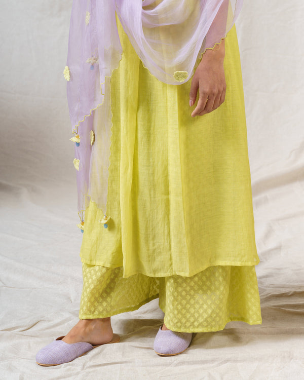 LIME GREEN AND LILAC NILE ENSEMBLE - Naaz By Noor