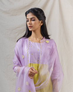 LIME GREEN AND LILAC NILE ENSEMBLE - Naaz By Noor