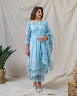 MIST BLUE ENSEMBLE - Naaz By Noor