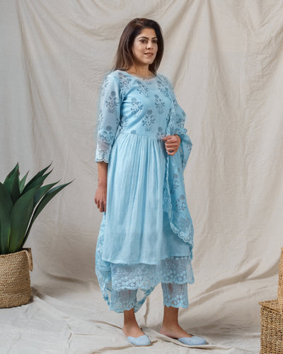 MIST BLUE ENSEMBLE - Naaz By Noor