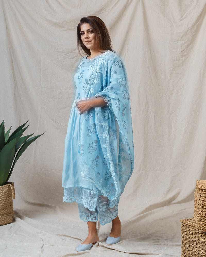 MIST BLUE ENSEMBLE - Naaz By Noor