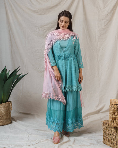 DEEP AQUA ENSEMBLE - Naaz By Noor