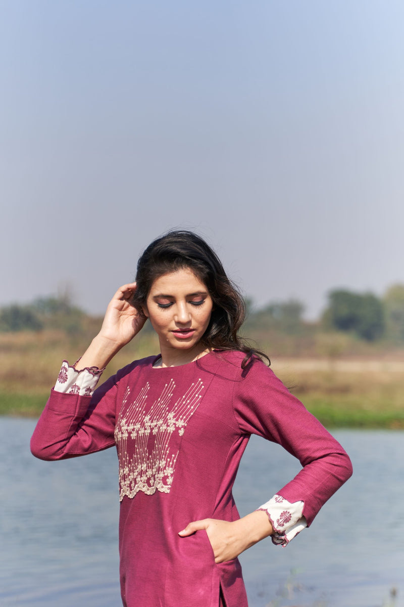 purple kurta - set of 2( kurta with pants) Naaz By Noor 