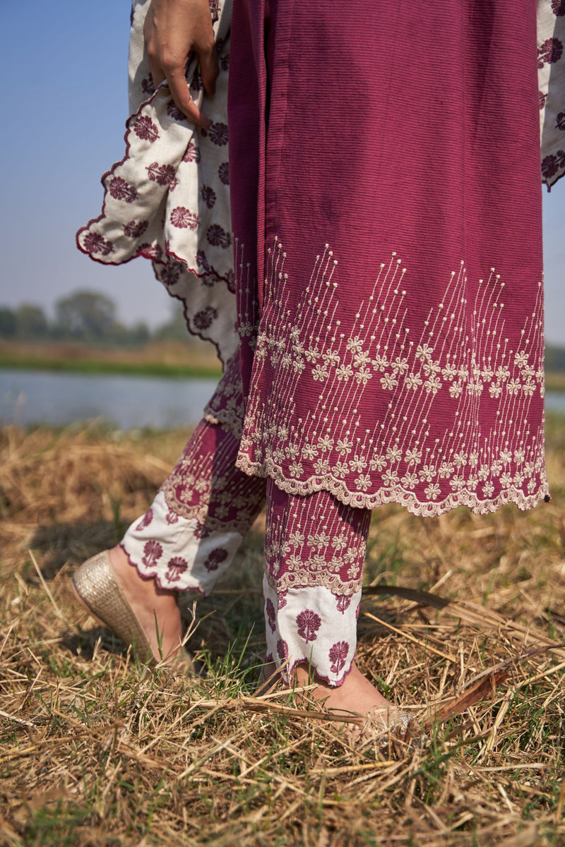 purple kurta - set of 2( kurta with pants) Naaz By Noor 
