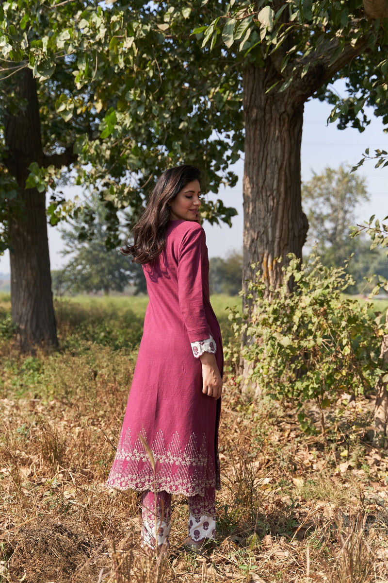 purple kurta - set of 2( kurta with pants) Naaz By Noor 