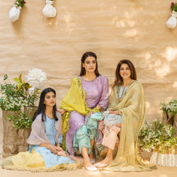 COLOUR ME PRETTY FROST BLUE ENSEMBLE- kurta , pant & dupatta - Naaz By Noor