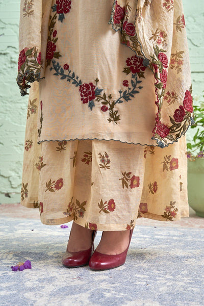 RAKHI-tyohaar ki thali- sunheri- set of 3- kurta, sharara & dupatta Naaz By Noor 