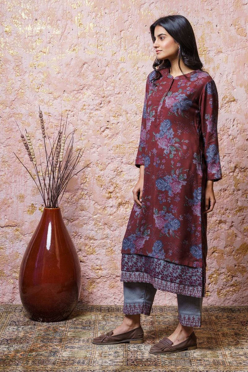Red Dahlia Tunic Set - Naaz By Noor