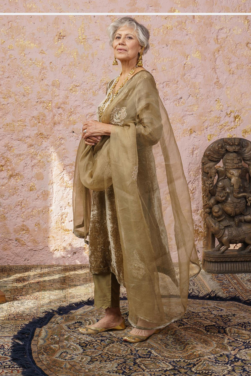 Rich Gold Kurta Set With Dupatta - Naaz By Noor