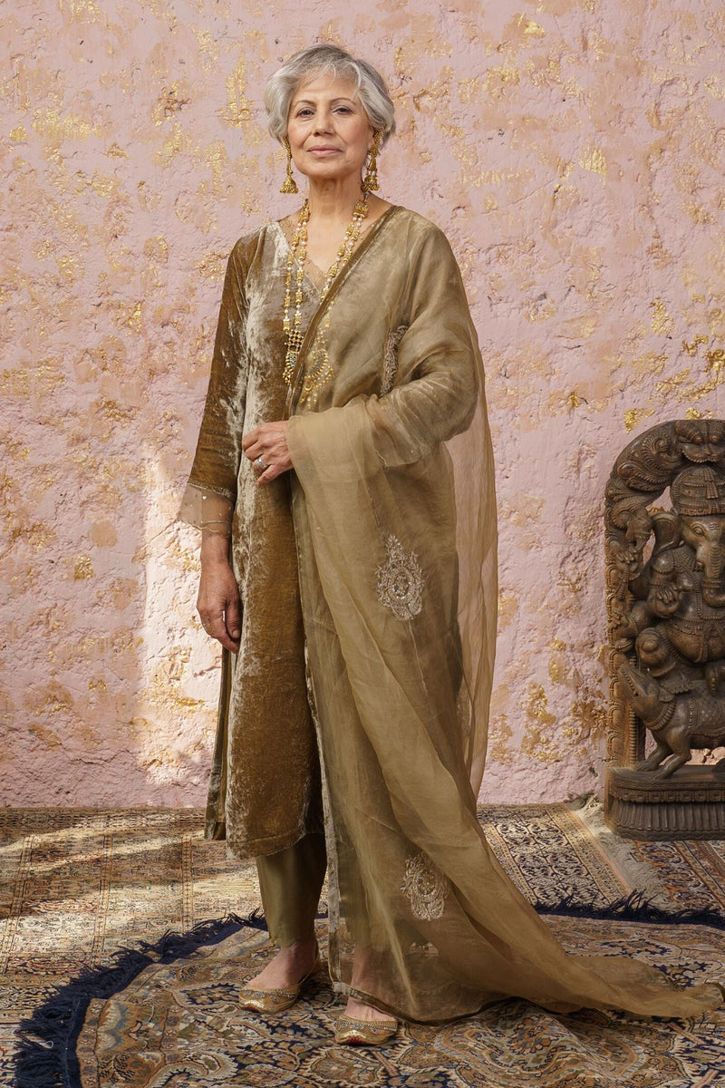 Rich Gold Kurta Set With Dupatta - Naaz By Noor
