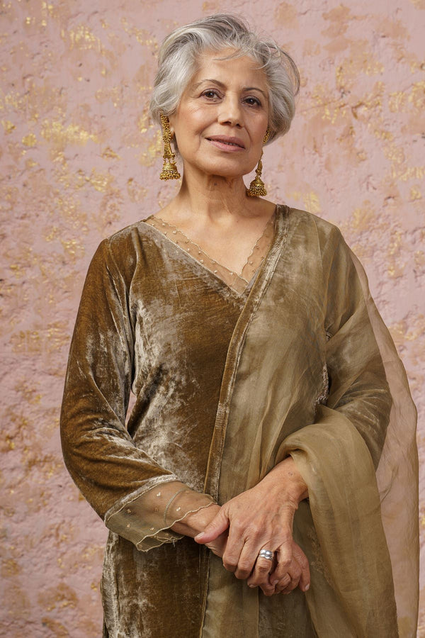 Rich Gold Kurta Set With Dupatta - Naaz By Noor
