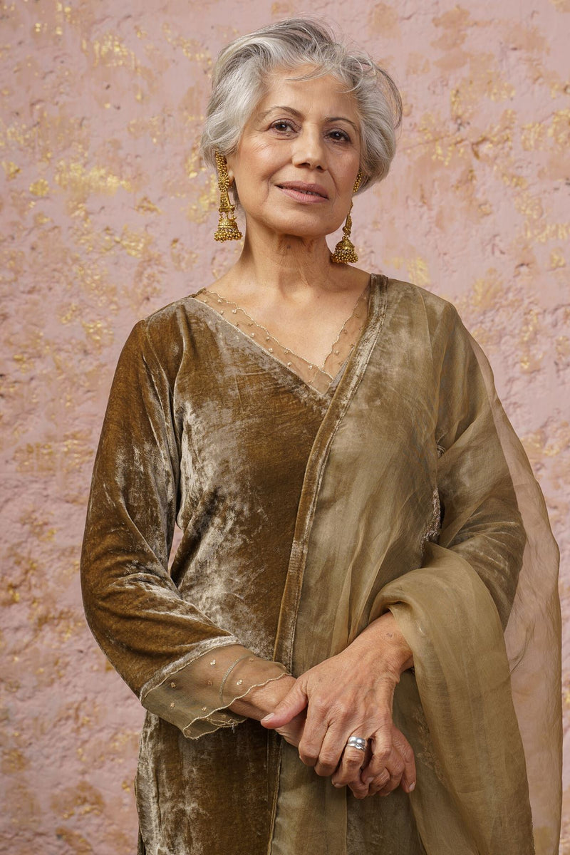 Rich Gold Kurta Set With Dupatta - Naaz By Noor