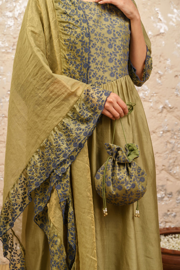 Seaweed Green Kurta With Pants (Without Dupatta) - Naaz By Noor