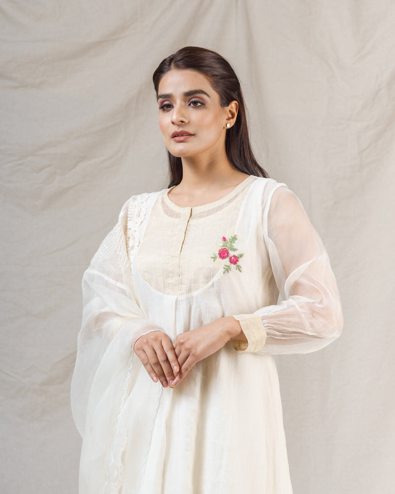 Snow drop white ensemble( with dupatta) - Naaz By Noor