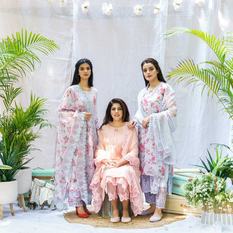 Snow Grey ensemble-set of 2  ( without dupatta ) - Naaz By Noor