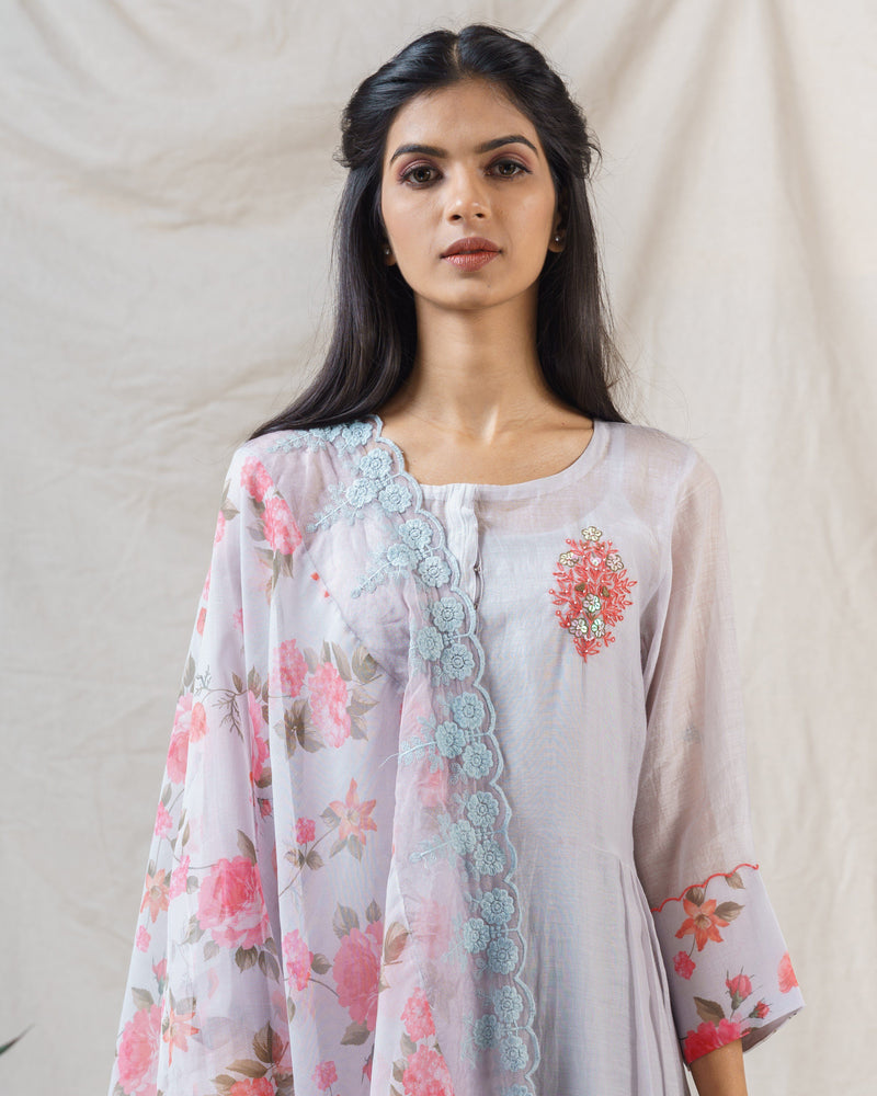 Snow Grey ensemble-set of 2  ( without dupatta ) - Naaz By Noor