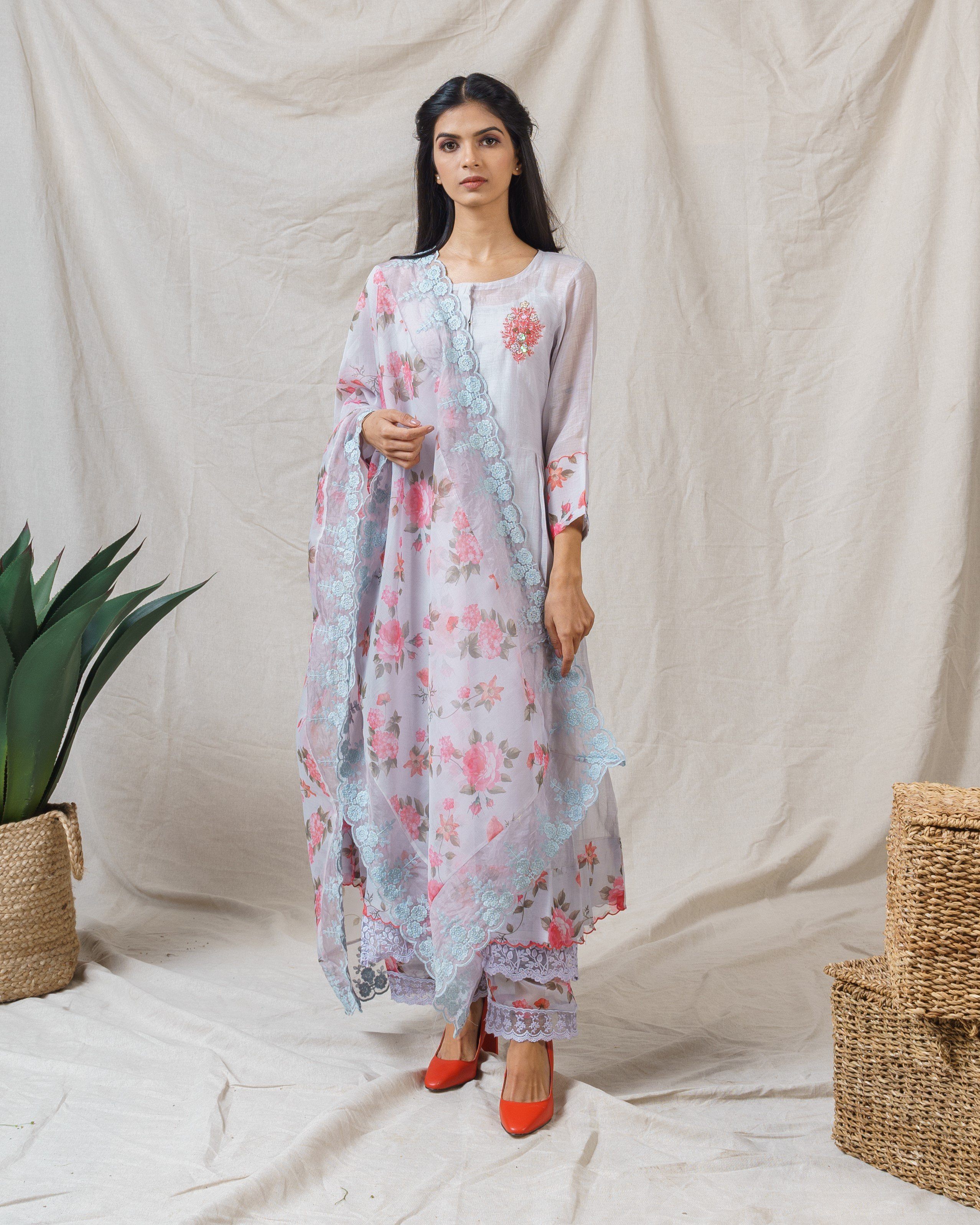 Snow Grey ensemble-set of 3 - Naaz By Noor