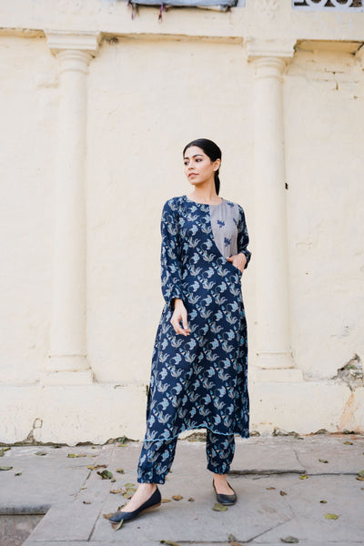 SUBAH DEEP BLUE POCKET SET- SET OF 2 Naaz By Noor 