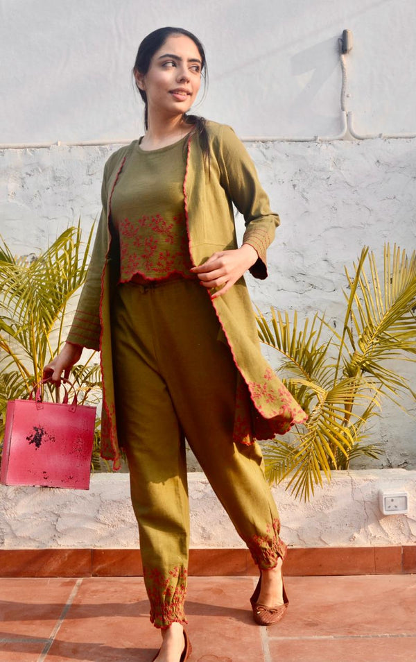 subah- olive green Naaz By Noor 