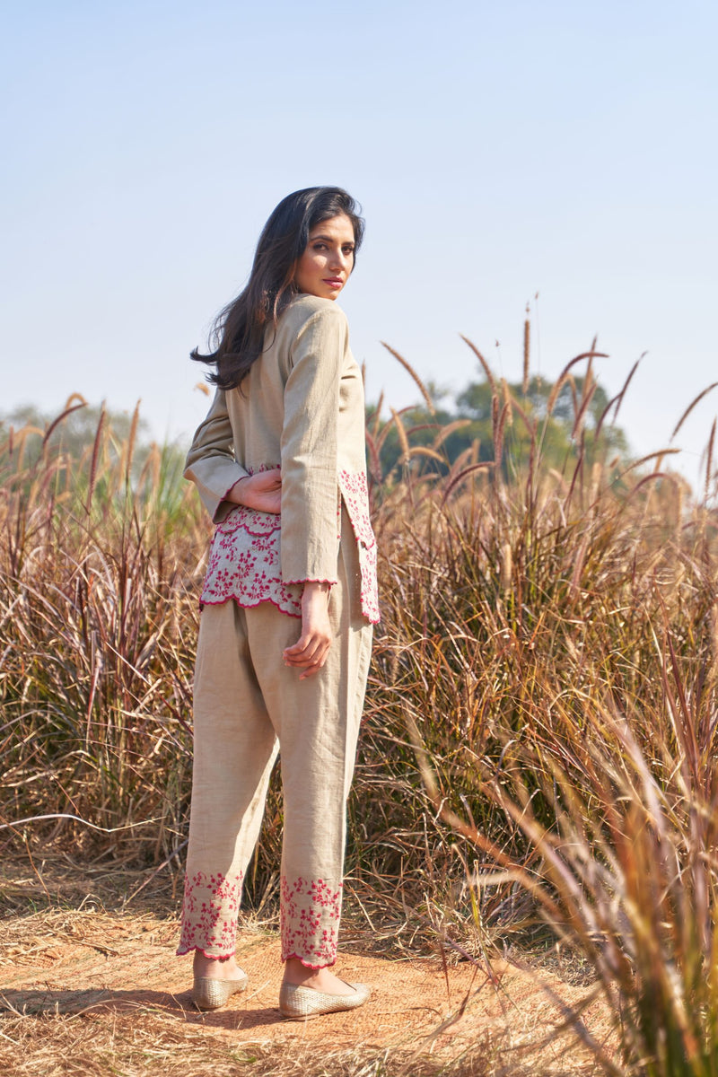 Floral Printed & Embroidered Kurta Paired With Straight Pants (ALY-08A –  Anju Modi