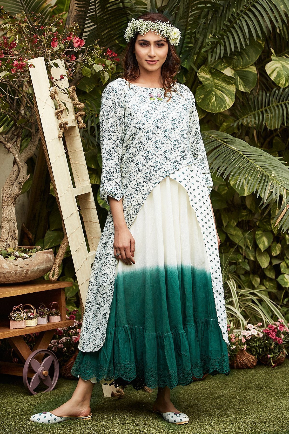 Teal Ombré Dress - Naaz By Noor