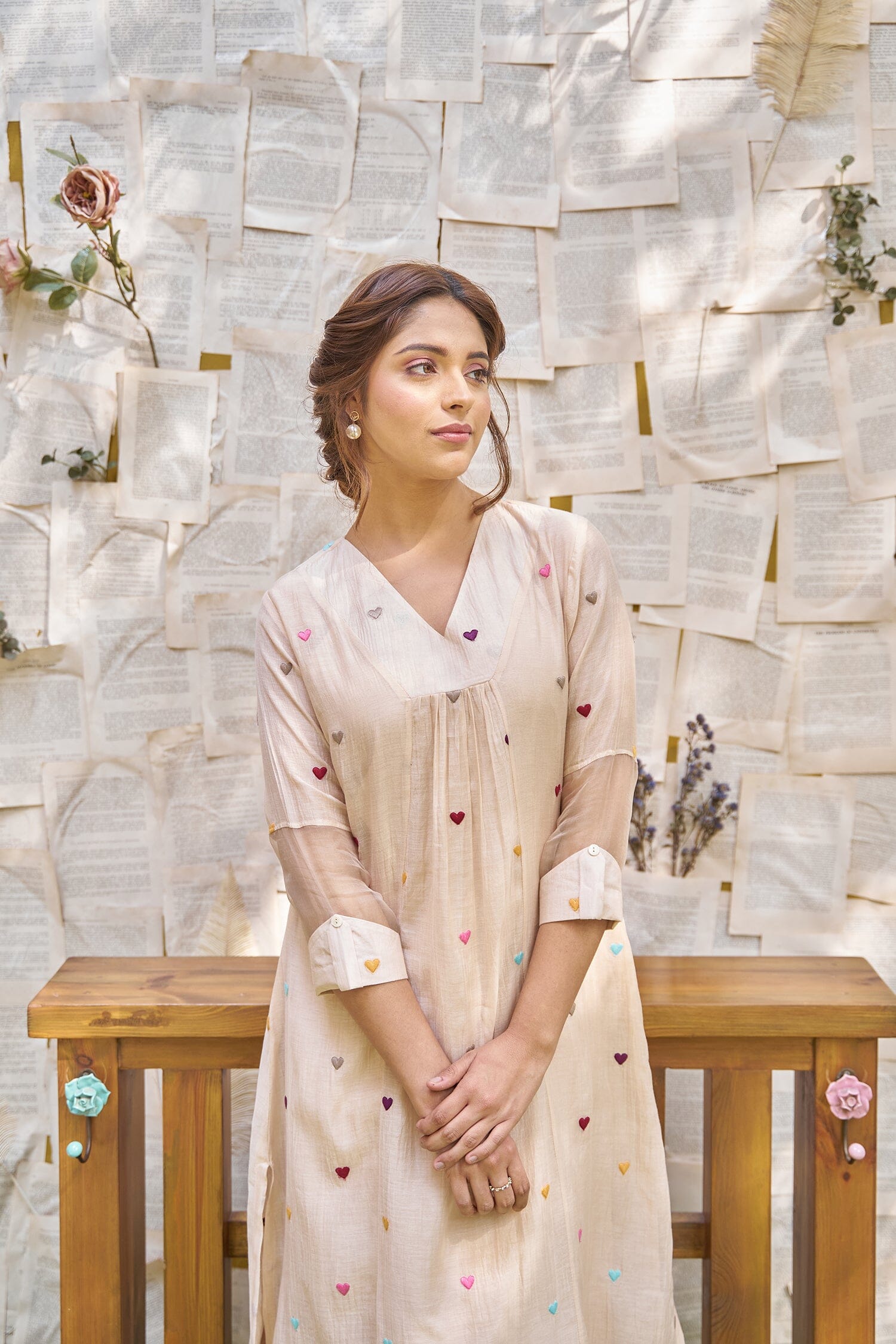 THE BEIGE LOVE LETTER-SET OF 3( kurta, pant & dupatta) Naaz By Noor 