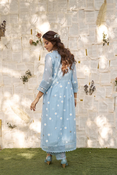 THE BLUE LOVE LETTER- SET OF 3 ( kurta, cape, pant) Naaz By Noor 