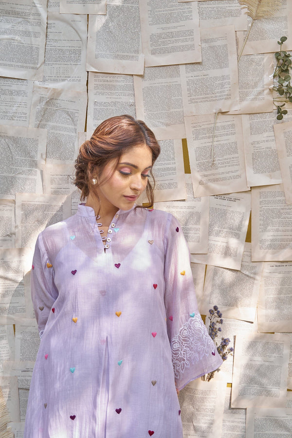 THE LILAC LOVE LETTER - SET OF 2 ( kurta with pants) Naaz By Noor 