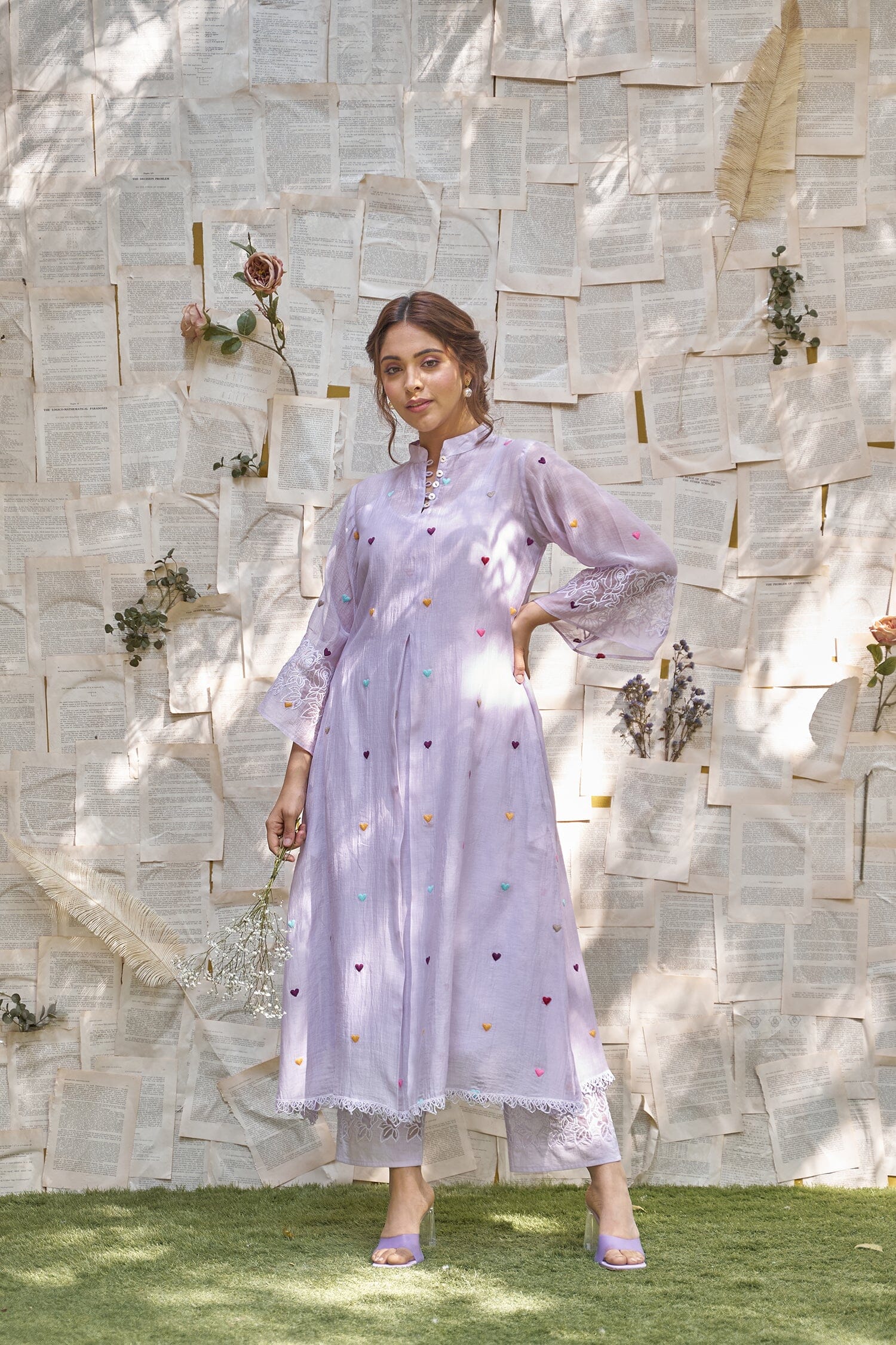 THE LILAC LOVE LETTER - SET OF 2 ( kurta with pants) Naaz By Noor 