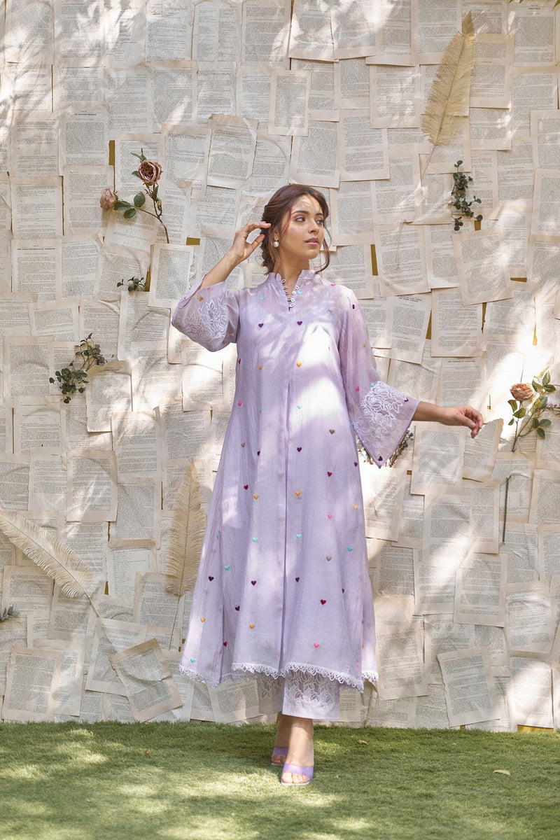THE LILAC LOVE LETTER - SET OF 2 ( kurta with pants) Naaz By Noor 
