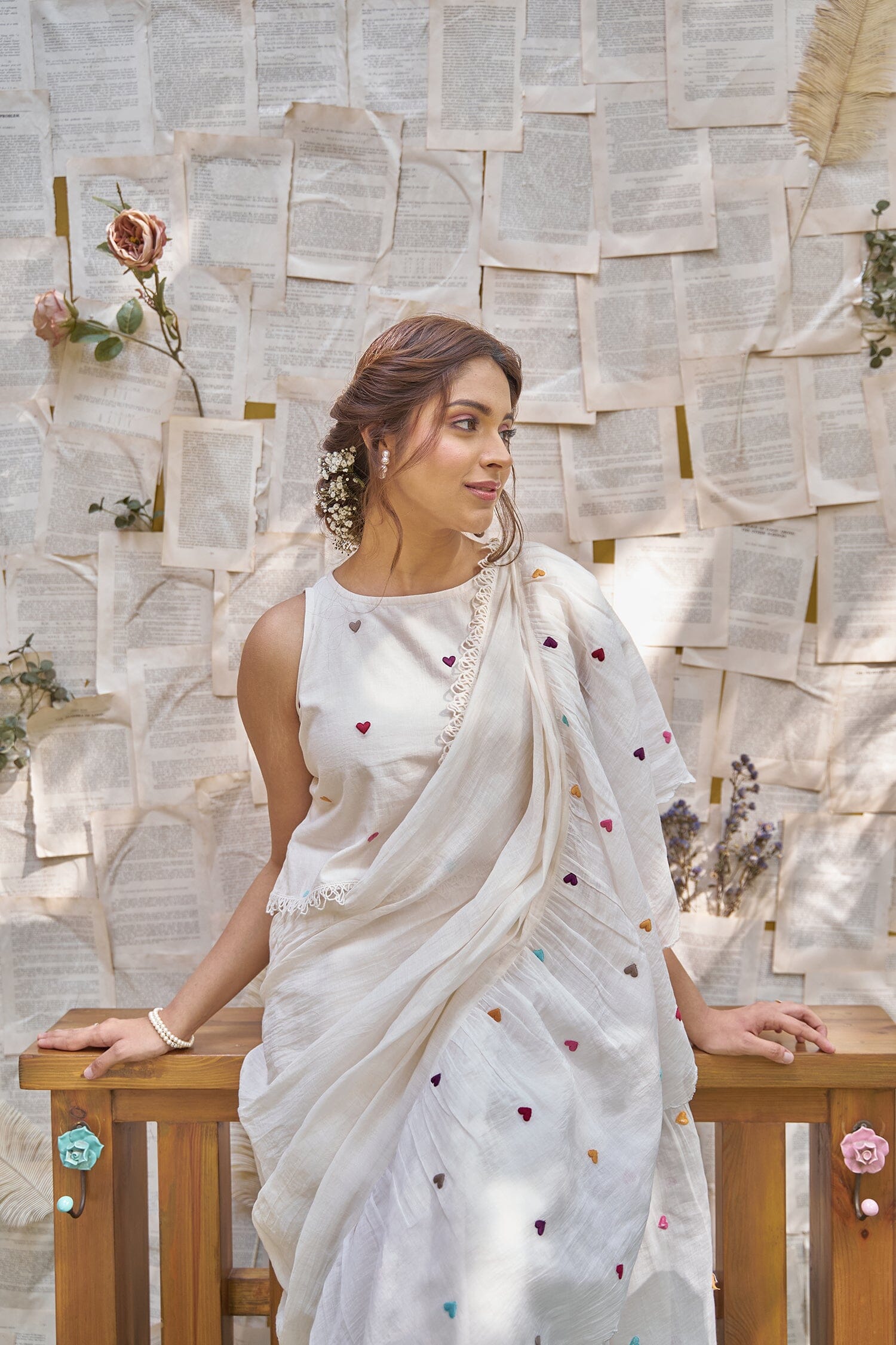 THE LOVE LETTER SAREE- SET OF 3( saree, petticoat & crop top style blouse) Naaz By Noor 