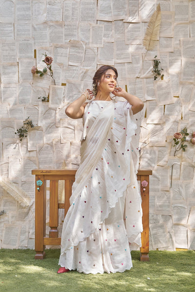 THE LOVE LETTER SAREE- SET OF 3( saree, petticoat & crop top style blouse) Naaz By Noor 