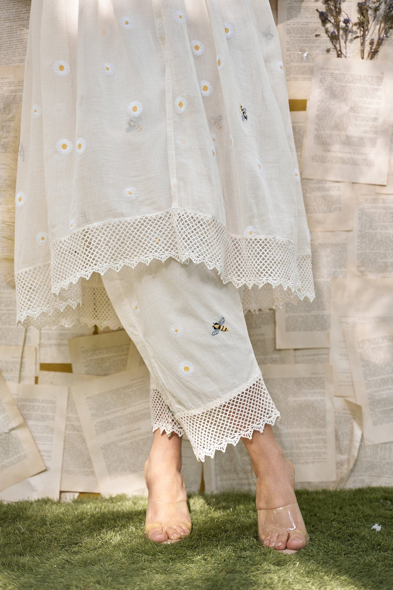 THE WHITE LOVE LETTER- SET OF 3 ( crop top, peplum & pants) Naaz By Noor 