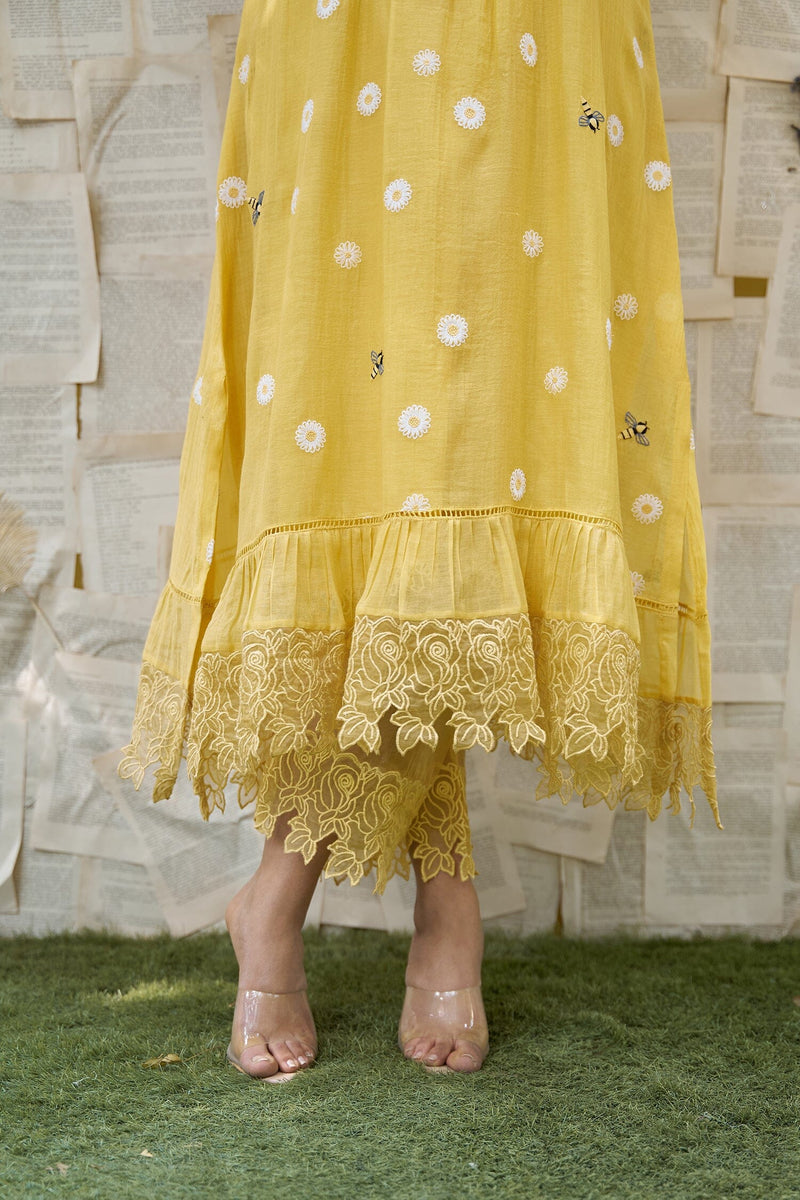 THE YELLOW LOVE LETTER - SET OF 2 ( kurta with pants) Naaz By Noor 