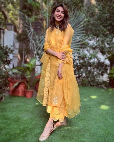 UNDER THE NEEM- pale yellow( set of 3 ) Naaz By Noor 