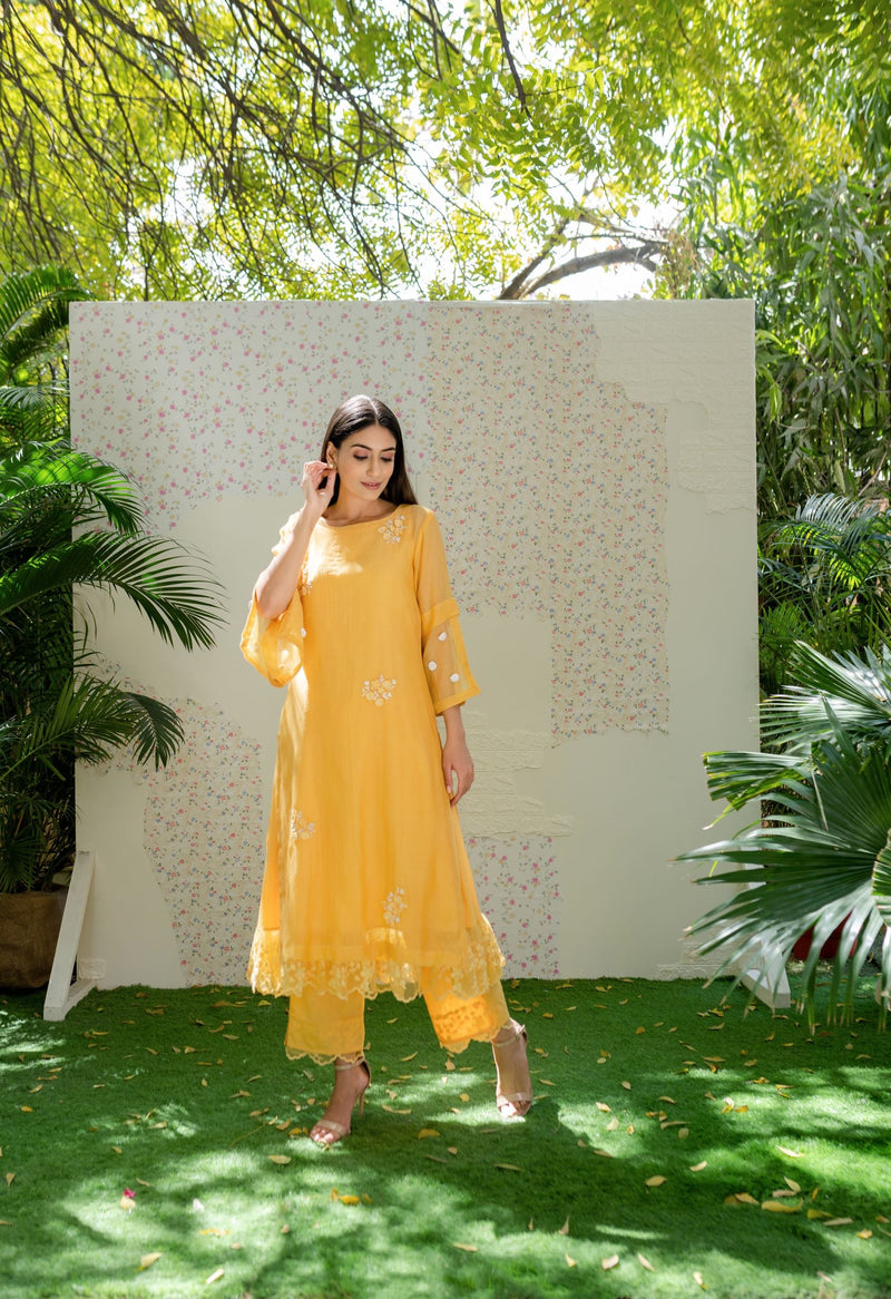 UNDER THE NEEM- pale yellow( set of 3 ) Naaz By Noor 