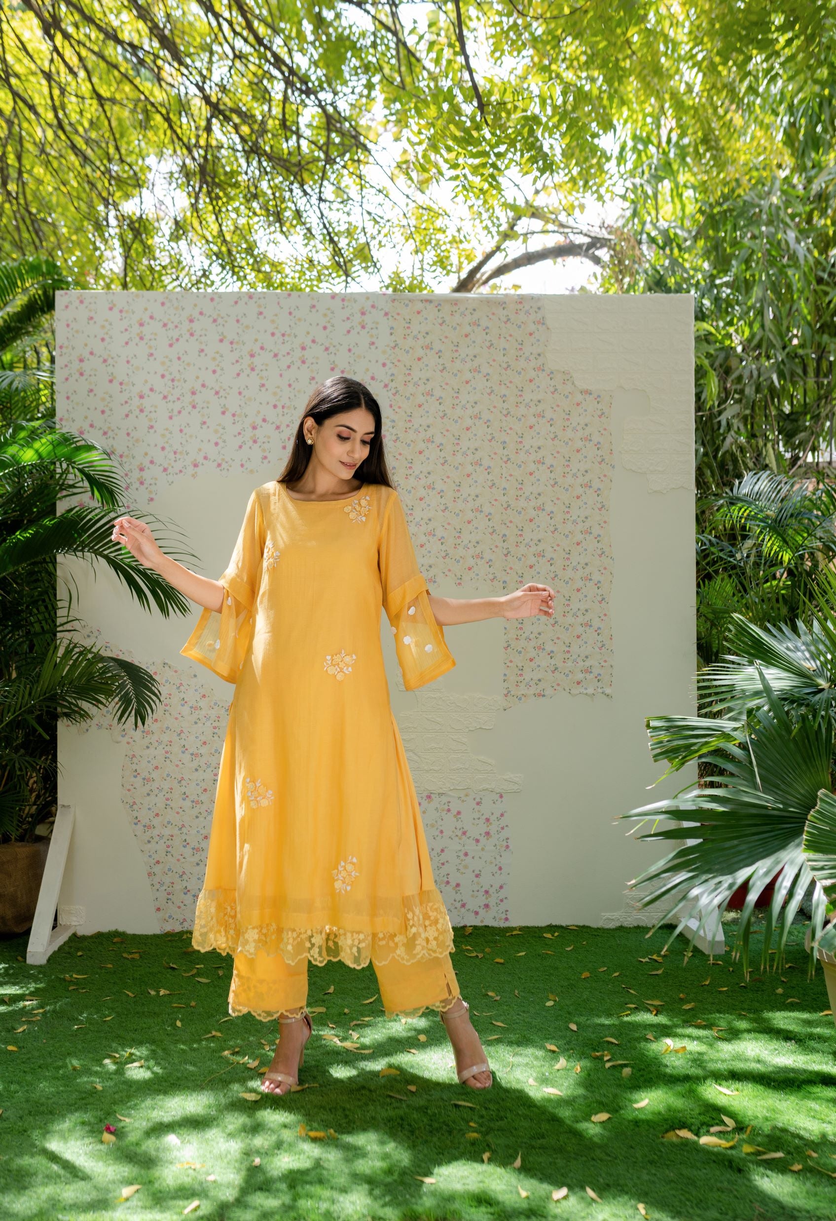 UNDER THE NEEM- pale yellow( set of 3 ) Naaz By Noor 