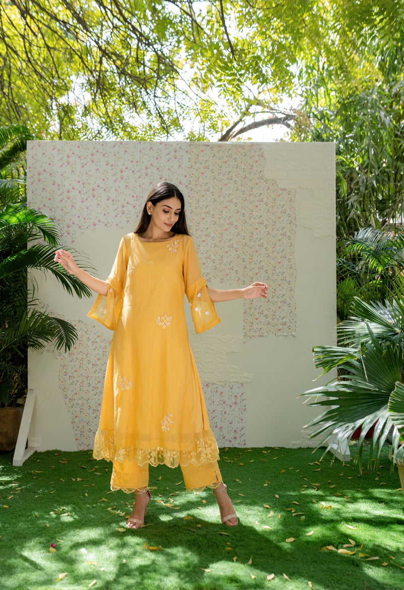 UNDER THE NEEM- pale yellow( set of 3 ) Naaz By Noor 