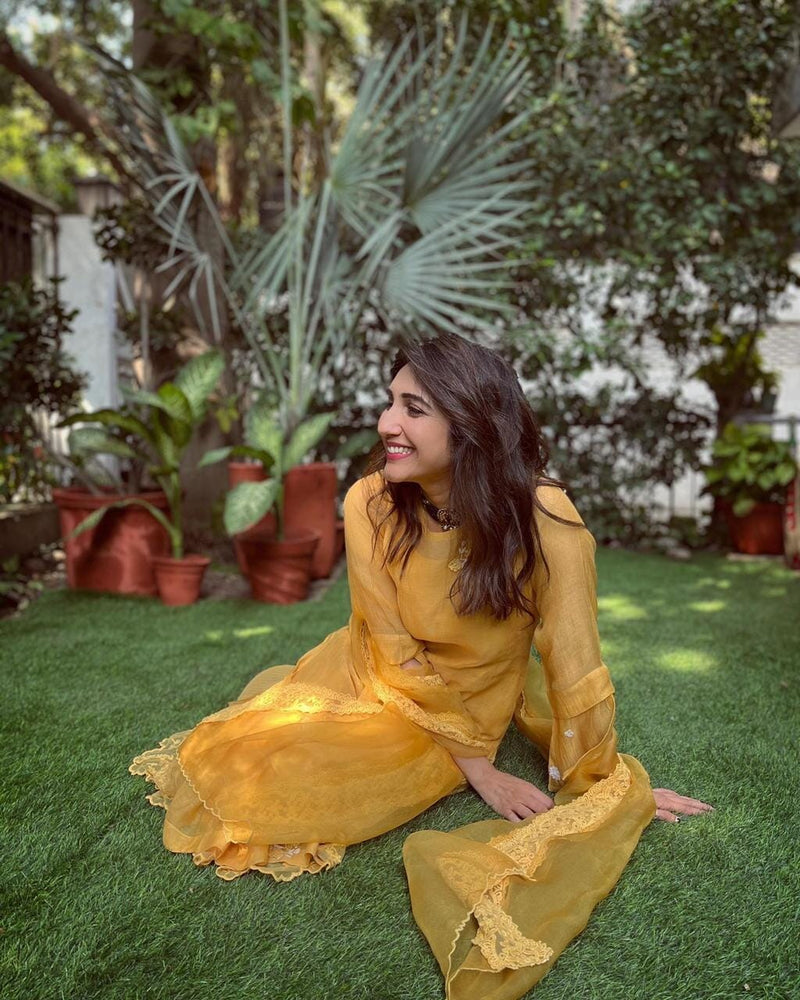 UNDER THE NEEM- pale yellow( set of 3 ) Naaz By Noor 