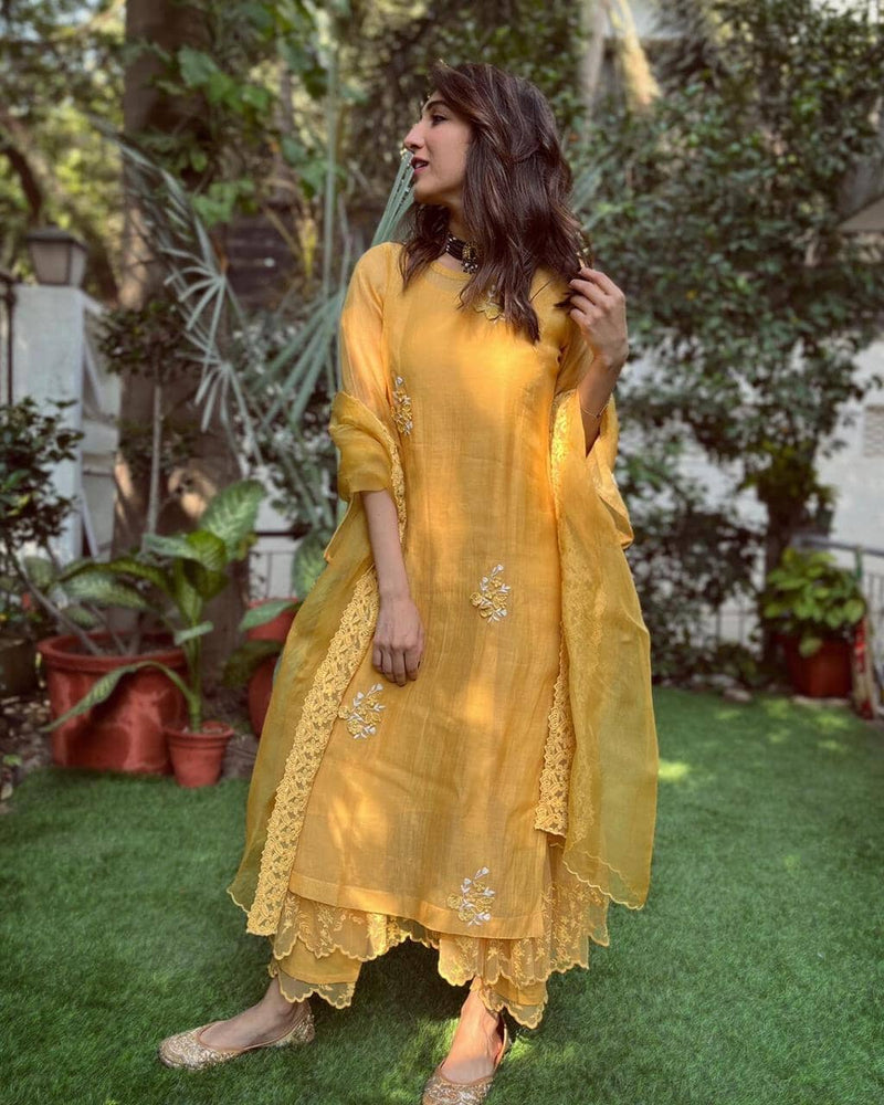 UNDER THE NEEM- pale yellow( set of 3 ) Naaz By Noor 