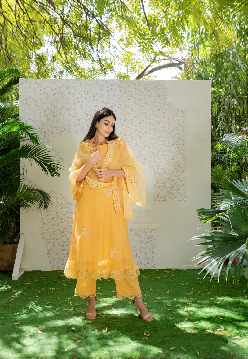 UNDER THE NEEM- pale yellow( set of 3 ) Naaz By Noor 