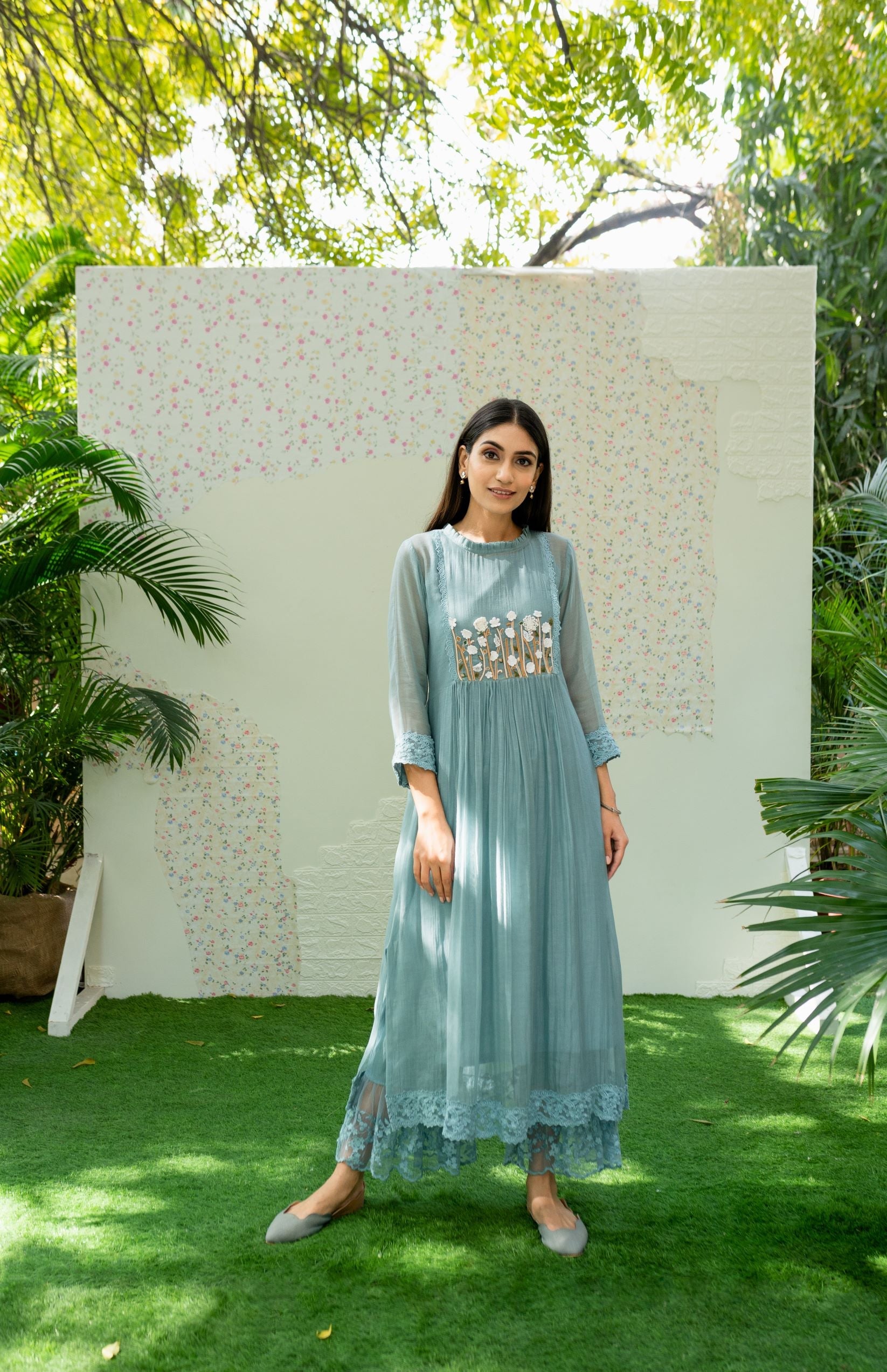 UNDER THE neem- powder blue(Set of 2) Naaz By Noor 