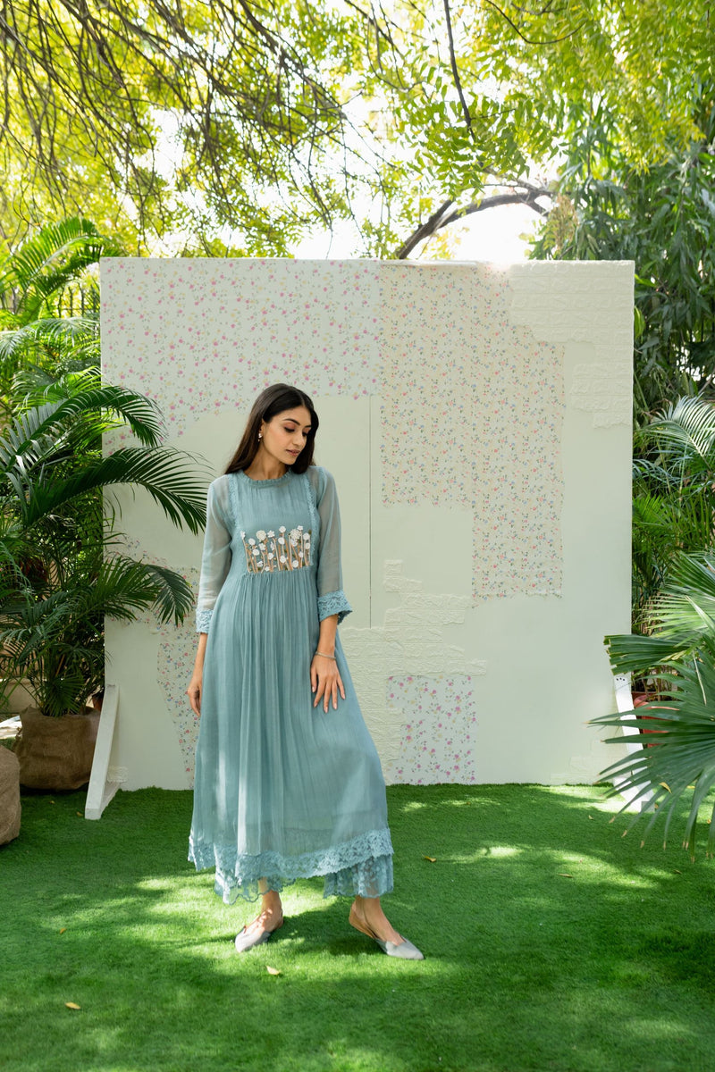 UNDER THE neem- powder blue(Set of 2) Naaz By Noor 