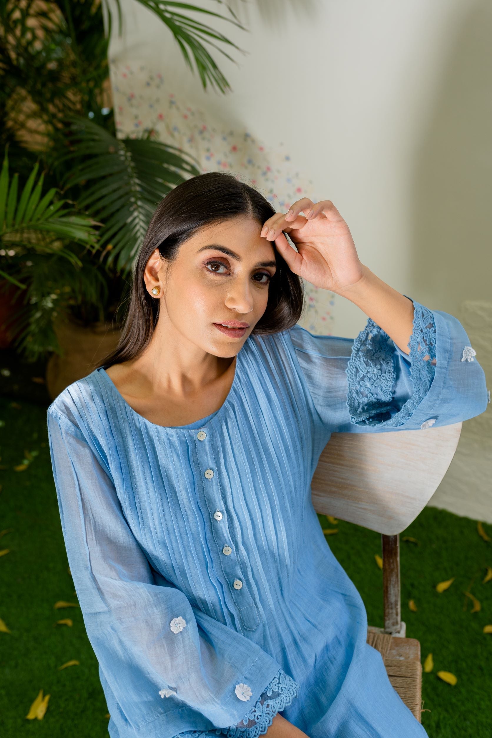 UNDER THE NEEM- slate blue( set of 2) Naaz By Noor 