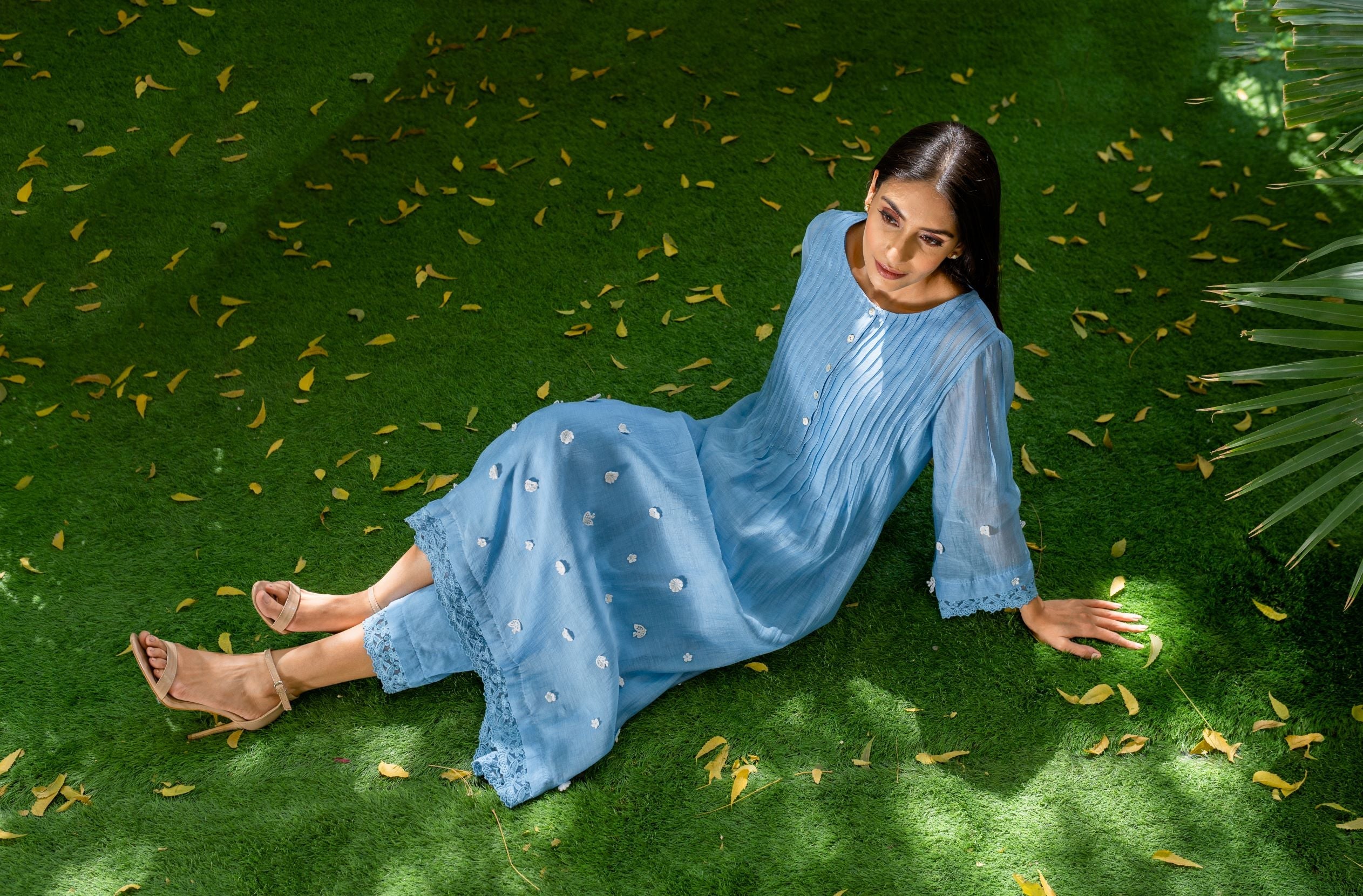 UNDER THE NEEM- slate blue( set of 2) Naaz By Noor 
