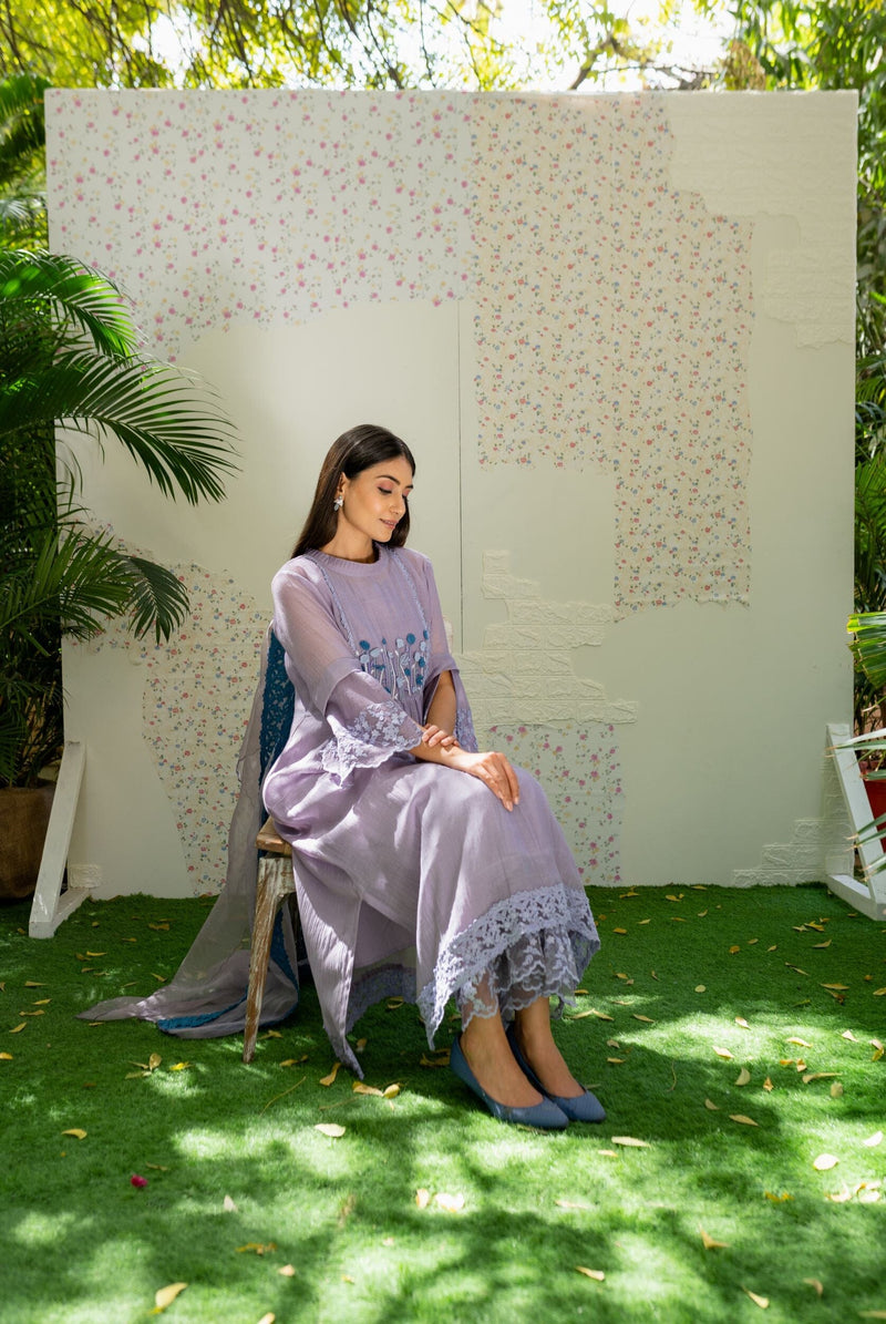 UNDER THE NEEM- soft lilac( set of 2 ) Naaz By Noor 