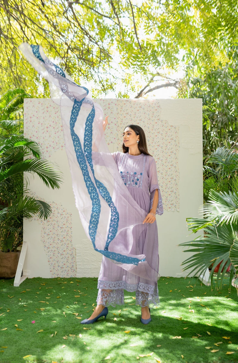 UNDER THE NEEM- soft lilac( set of 2 ) Naaz By Noor 